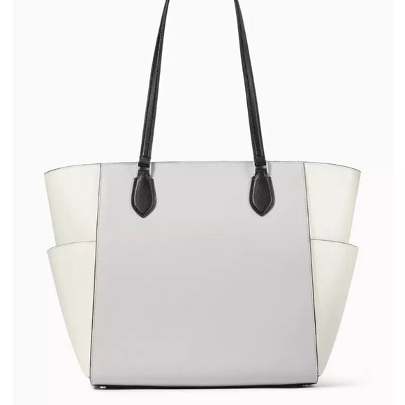 Nwot Kate Spade Madison Gray & White Laptop Tote Bag XL m - Picture 2 of 10